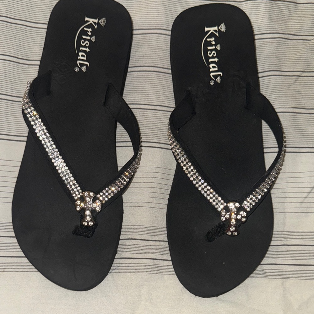 Black Rhinestone Women's Sandals